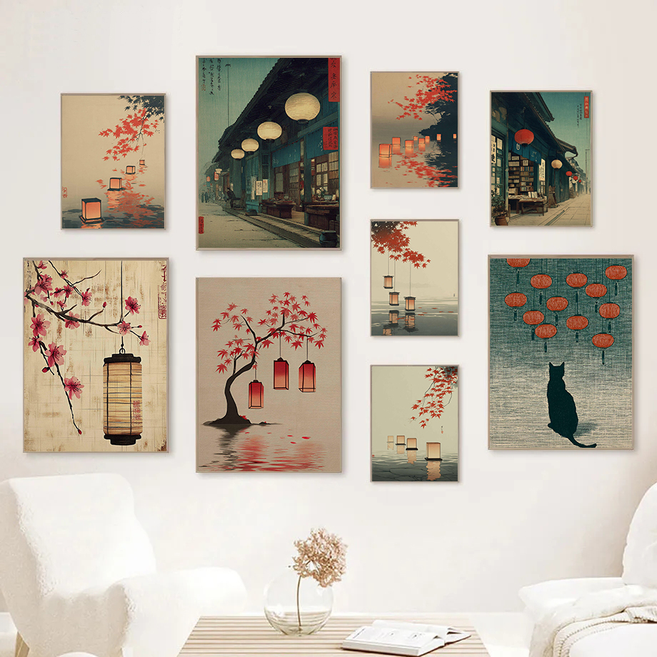 Japanese Lifestyle Home - Minimalist Zen Japanese Lantern Lake Posters