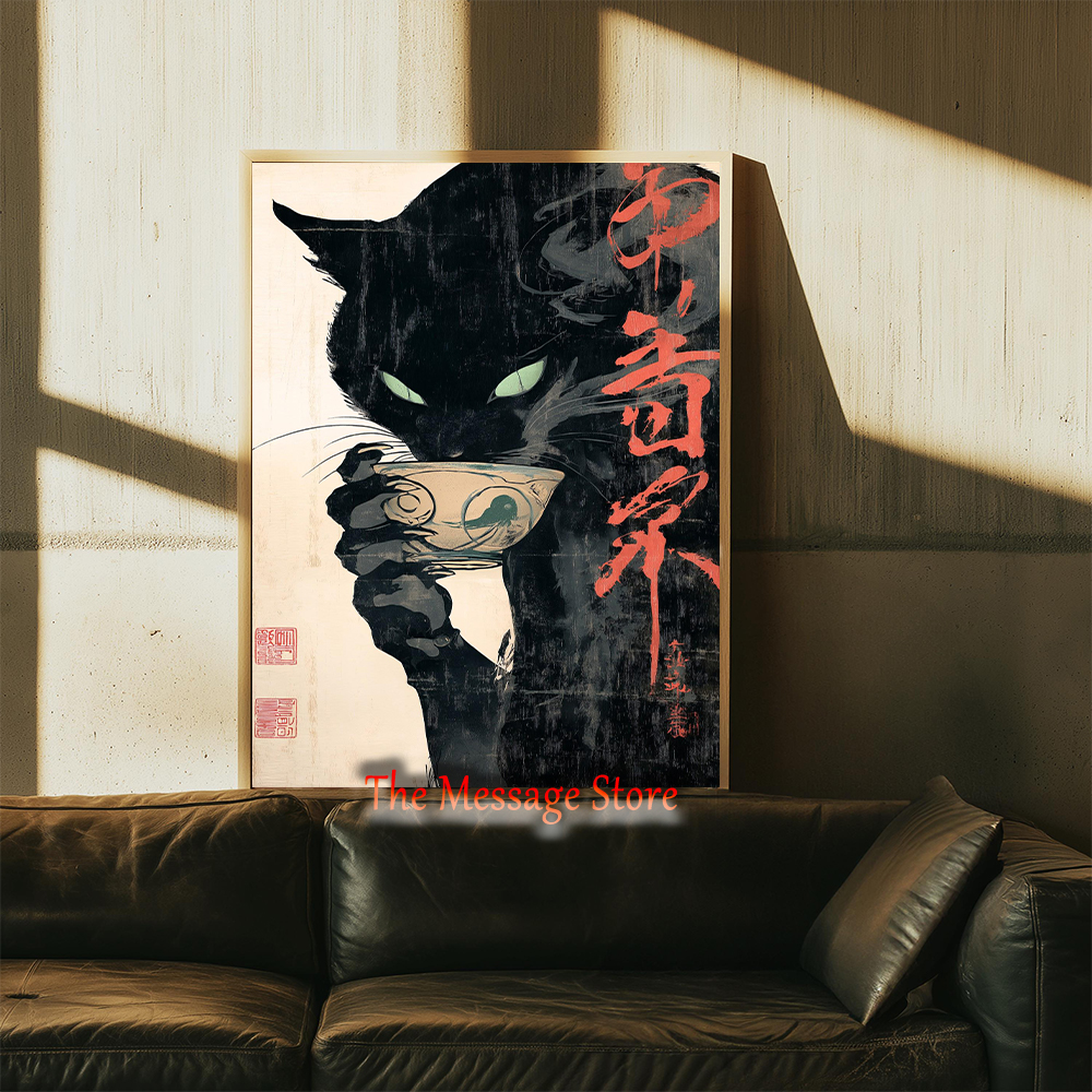 Japanese Quirky Cat Drinking A - Japanese Lifestyle Home reseña y precio