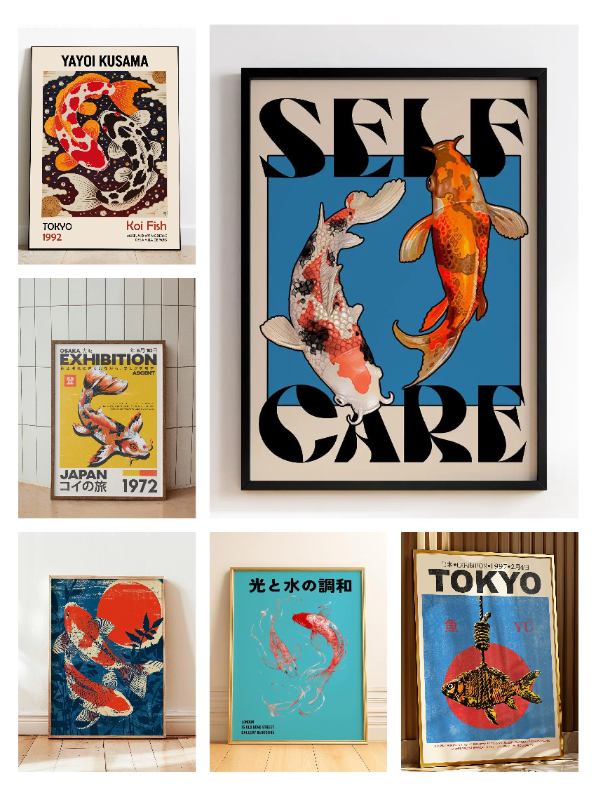 Japanese Red Koi Fish Canvas P - Japanese Lifestyle Home reseña y precio