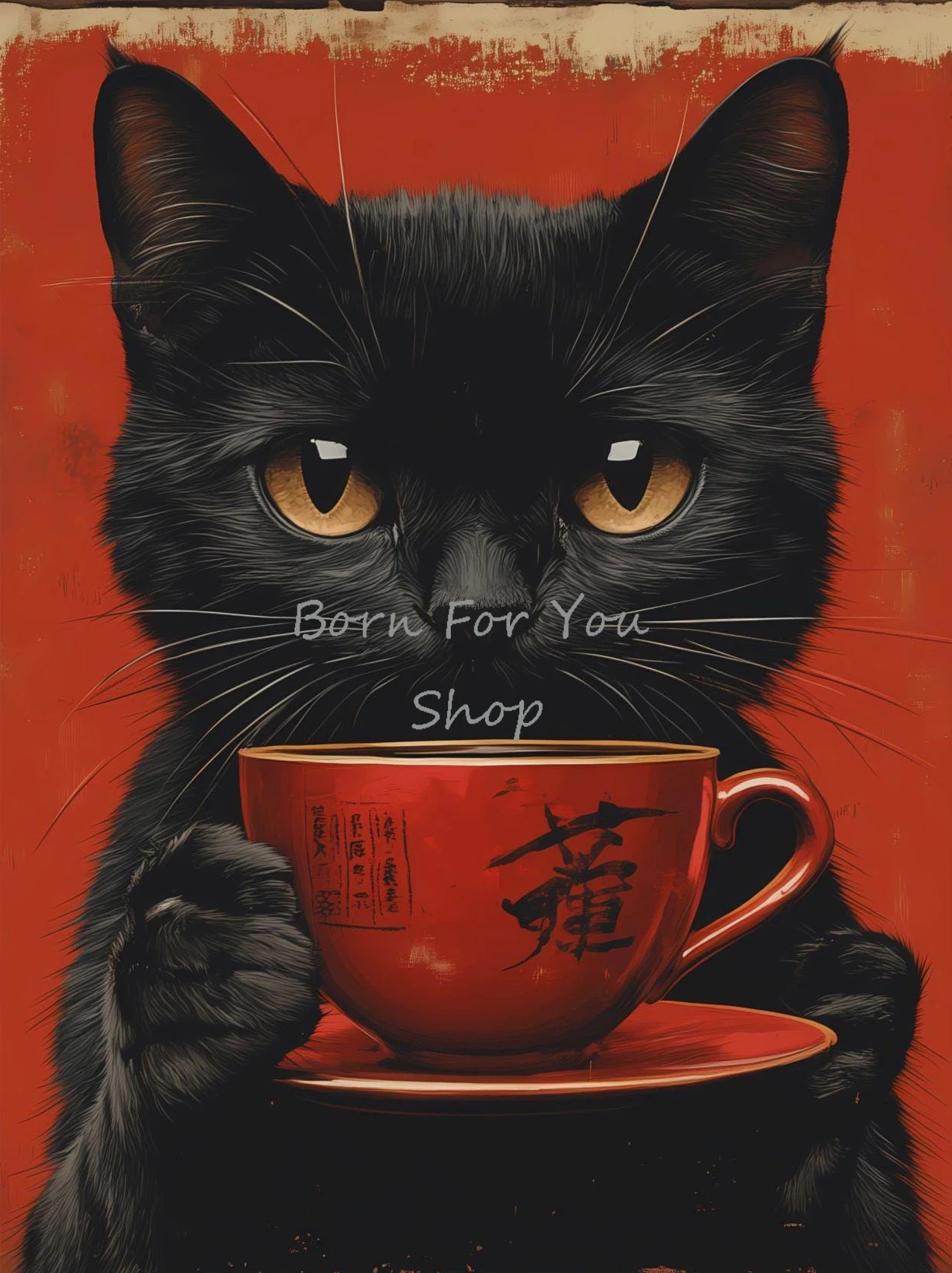 Japanese Edo Style Black Cat E - Japanese Lifestyle Home reseña y precio