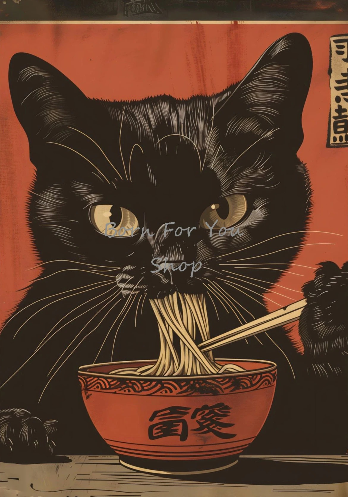 Japanese Edo Style Black Cat E - Japanese Lifestyle Home reseña y precio
