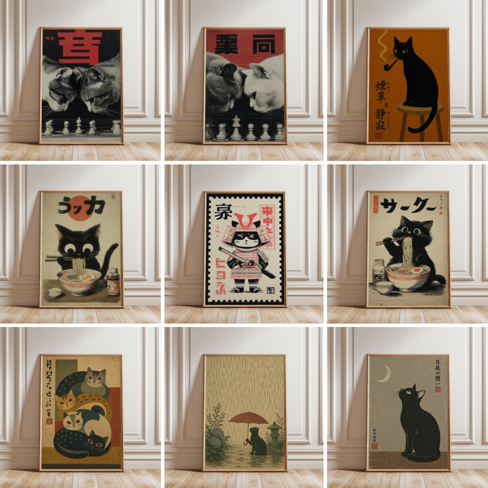 Black Cat Eating Ramen Rainy G - Japanese Lifestyle Home reseña y precio